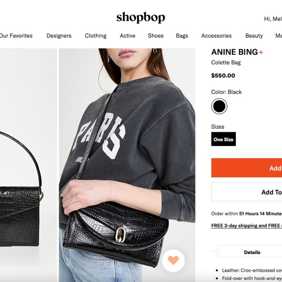 ANINE BING Colette Bag - Black Croc (NWT) - Picture 10 of 11